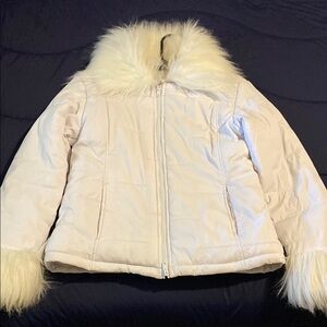 White Jacket with Faux Fur Collar